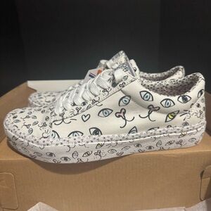 BOBS Skechers Marley Jr Camp Catnip White Canvas Sneakers Memory Foam Size 6 NIB